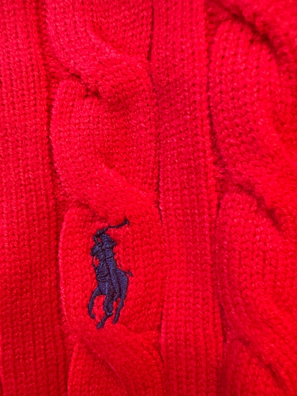 Polo by Ralph Lauren Bright Red Cable-Knit Button Cardigan - Picture 5 of 5